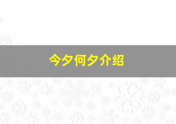 今夕何夕介绍