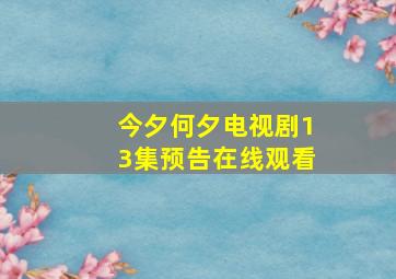 今夕何夕电视剧13集预告在线观看