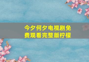 今夕何夕电视剧免费观看完整版柠檬