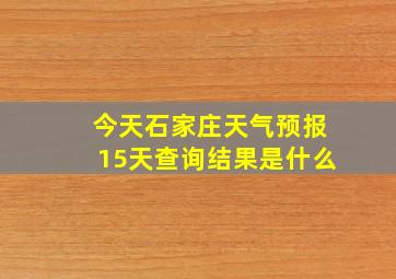 今天石家庄天气预报15天查询结果是什么