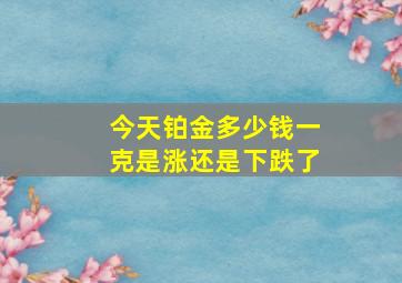 今天铂金多少钱一克是涨还是下跌了