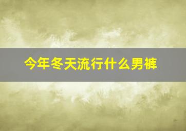 今年冬天流行什么男裤