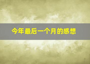 今年最后一个月的感想