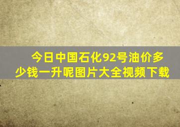 今日中国石化92号油价多少钱一升呢图片大全视频下载