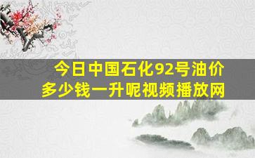 今日中国石化92号油价多少钱一升呢视频播放网