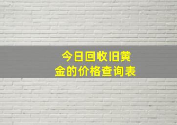 今日回收旧黄金的价格查询表