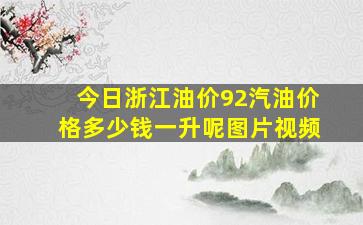 今日浙江油价92汽油价格多少钱一升呢图片视频