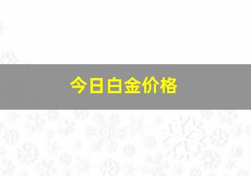 今日白金价格