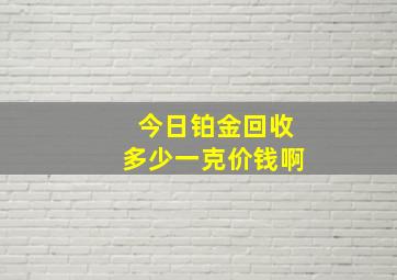 今日铂金回收多少一克价钱啊