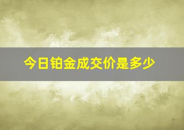 今日铂金成交价是多少