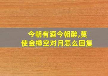 今朝有酒今朝醉,莫使金樽空对月怎么回复