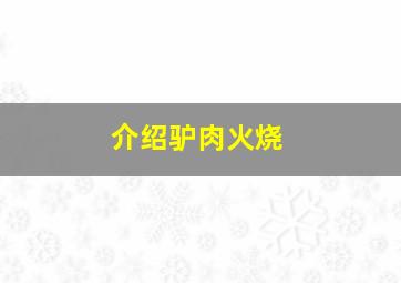 介绍驴肉火烧