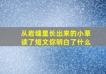 从岩缝里长出来的小草读了短文你明白了什么