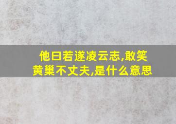 他曰若遂凌云志,敢笑黄巢不丈夫,是什么意思