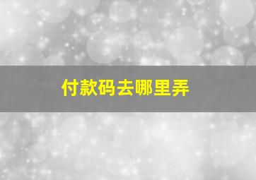 付款码去哪里弄