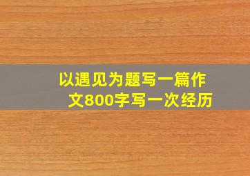 以遇见为题写一篇作文800字写一次经历