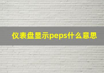 仪表盘显示peps什么意思