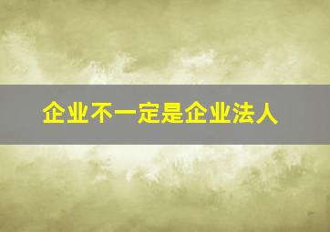 企业不一定是企业法人