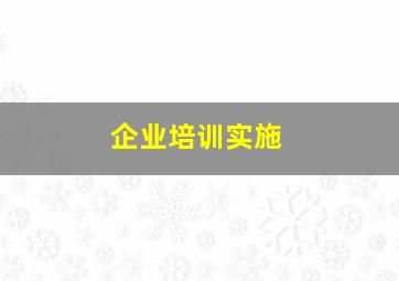 企业培训实施