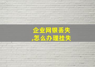 企业网银丢失,怎么办理挂失