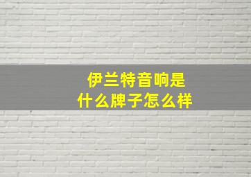 伊兰特音响是什么牌子怎么样