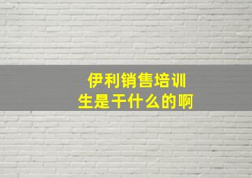 伊利销售培训生是干什么的啊