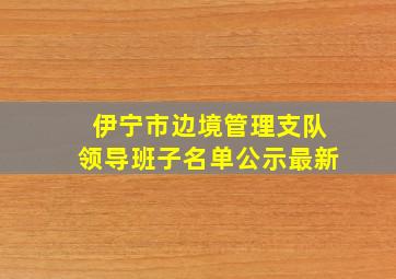 伊宁市边境管理支队领导班子名单公示最新