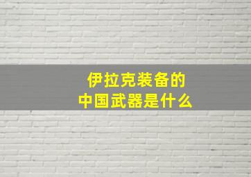 伊拉克装备的中国武器是什么