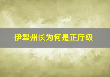 伊犁州长为何是正厅级