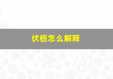 伏枥怎么解释