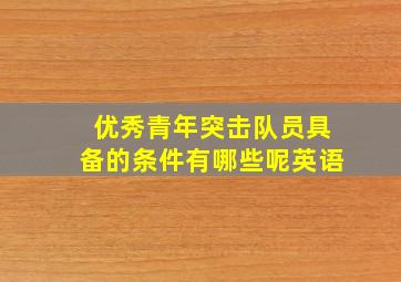 优秀青年突击队员具备的条件有哪些呢英语