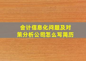 会计信息化问题及对策分析公司怎么写简历