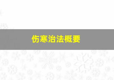 伤寒治法概要