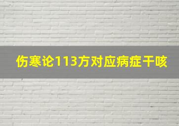 伤寒论113方对应病症干咳