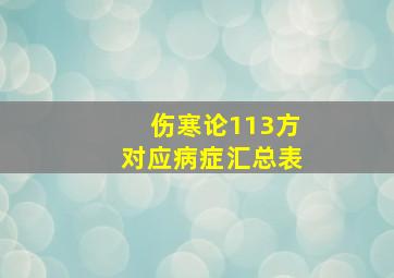 伤寒论113方对应病症汇总表