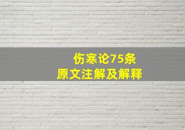 伤寒论75条原文注解及解释