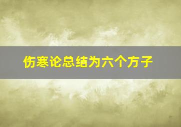 伤寒论总结为六个方子