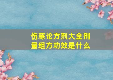 伤寒论方剂大全剂量组方功效是什么