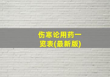 伤寒论用药一览表(最新版)