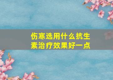 伤寒选用什么抗生素治疗效果好一点