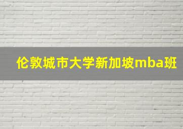 伦敦城市大学新加坡mba班