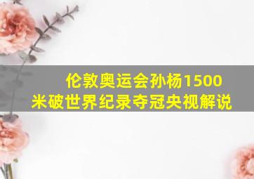 伦敦奥运会孙杨1500米破世界纪录夺冠央视解说