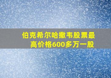 伯克希尔哈撒韦股票最高价格600多万一股