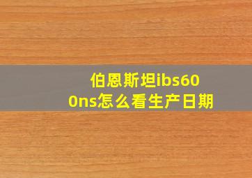 伯恩斯坦ibs600ns怎么看生产日期