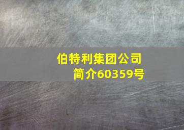 伯特利集团公司简介60359号