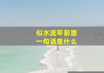 似水流年前面一句话是什么