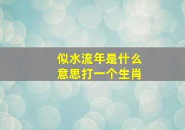 似水流年是什么意思打一个生肖