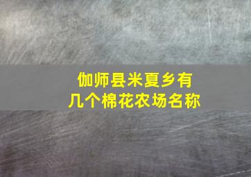 伽师县米夏乡有几个棉花农场名称