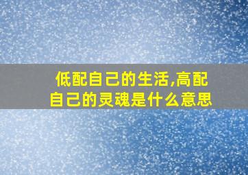 低配自己的生活,高配自己的灵魂是什么意思