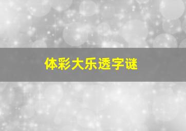 体彩大乐透字谜